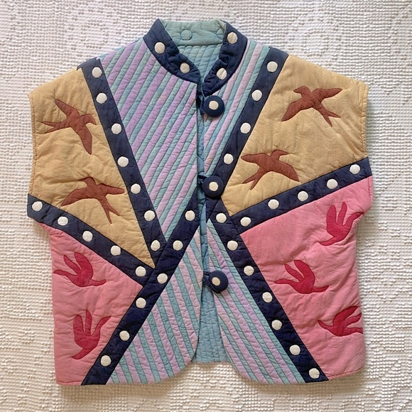 Hand Crafted Jackets & Blazers - Vintage Couture‎ Colorblock Quilted Vest
